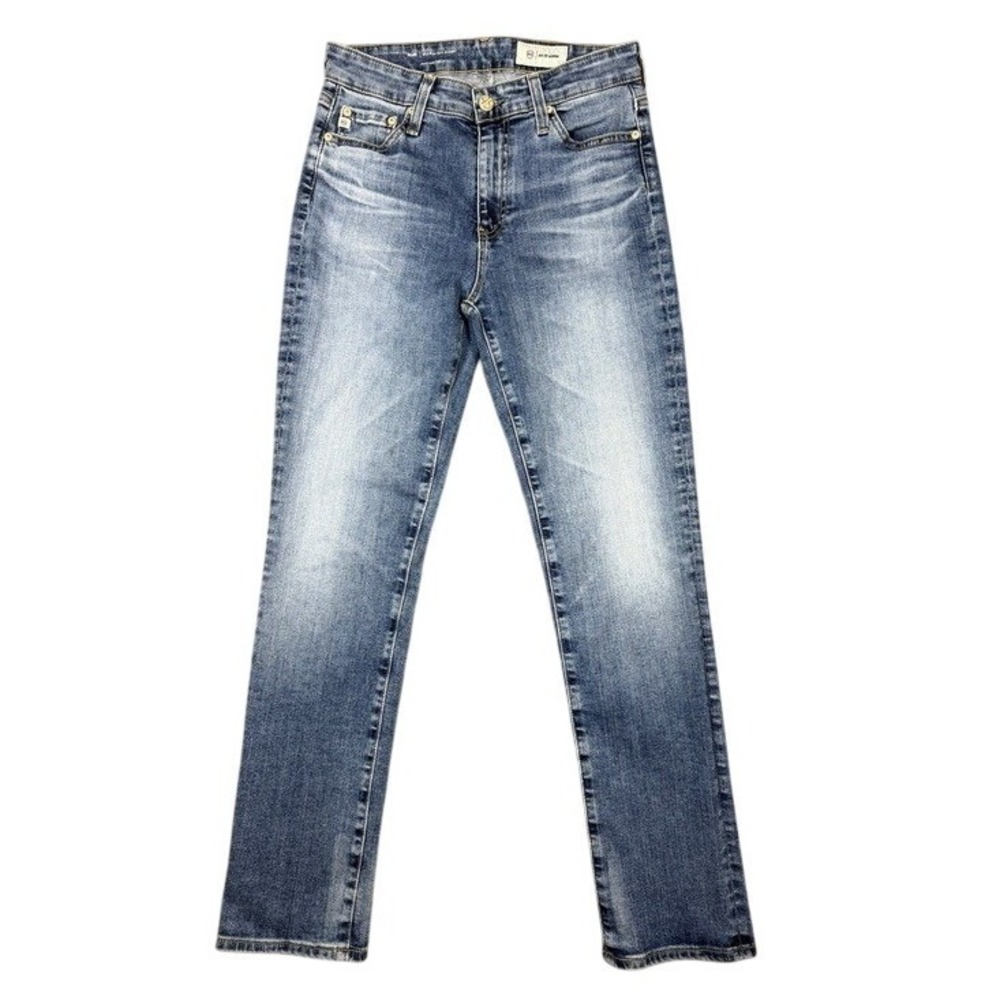 AG Adriano Goldschmied Mari Mid-Rise Slim Straight Jeans Blue 26 Japanese Fabric
